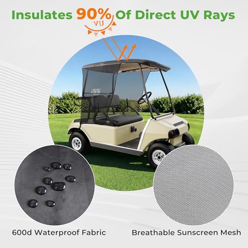 Black 10L0L 2-Passenger Golf Cart Sun Shade Cover for EZGO & Club Car
