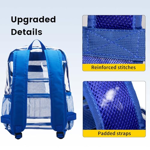 Heavy Duty Clear PVC Backpack for College & Work - Blue, Large Capacity