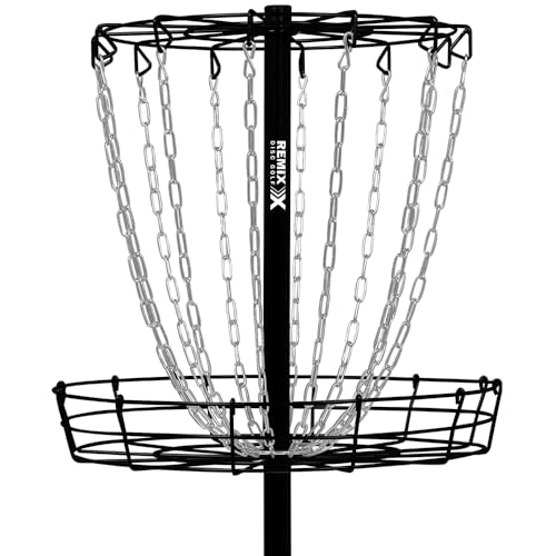 Disc Golf Practice Basket - Single Chain, Black - Portable Outdoor Game