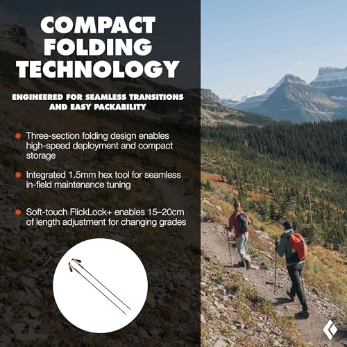Adjustable Trekking Poles with Natural Cork Grips - Black Octane Variant, 100-125cm