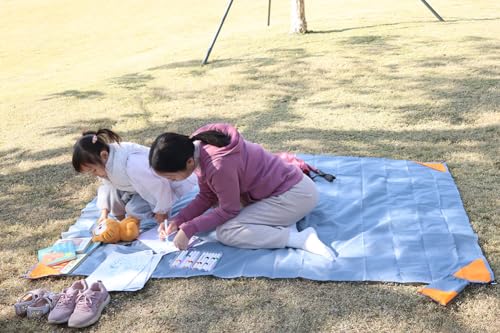 Pocket Picnic Blanket Grey/Orange 55x79 Inch Lightweight Waterproof Tarp