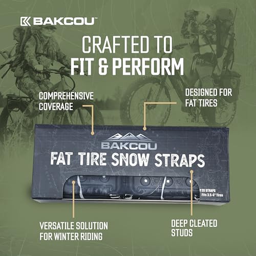 Bakcou Fat Tire Snow Straps - Set of 20 Ice & Snow Traction for 3.5-4 Inch Tires