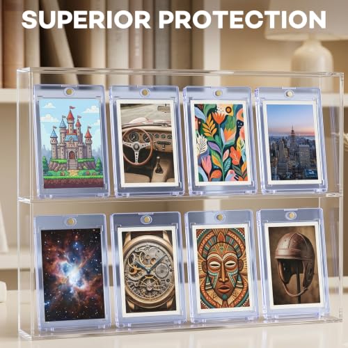 ZENOWICK 128 Pack Magnetic Card Holders 35pt One Touch Card Display Case