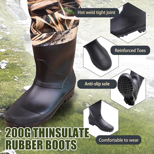 RIVERWANDPROT Neoprene Fishing Waders for Men, Chest Waders, Green, Size 11