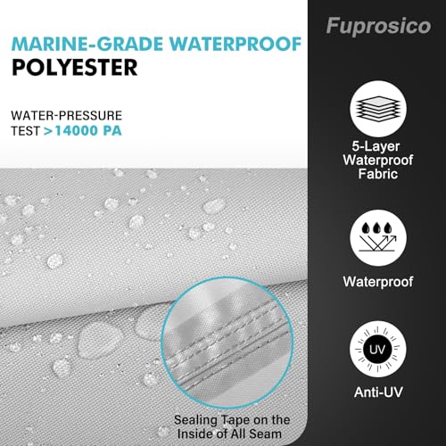 14 ft Waterproof Boat Cover for Jon Boats with Motor Cover - Gray / Fits Beam Up to 70 in