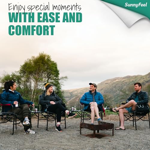 SUNNYFEEL Black Oversized Camping Director Chair with Side Table & Dual Pack