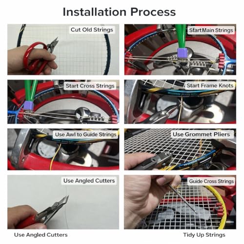 Tennis & Badminton Racket Stringing Tool Set with Storage Bag