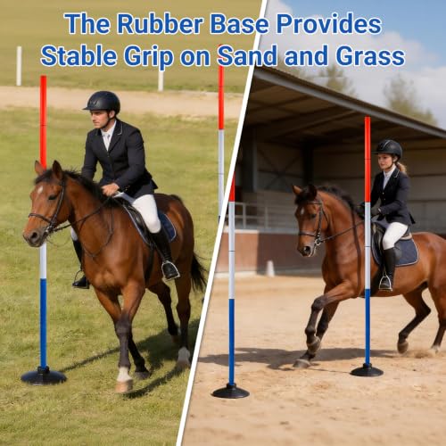 6FT Horse Training Poles Set with Rubber Bases - White-Blue-Orange 6 Pack