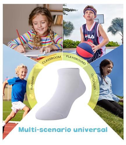 Kids Ankle Socks 8 Pairs Breathable Low Cut Athletic Mesh Socks for Boys Girls 8-12Y