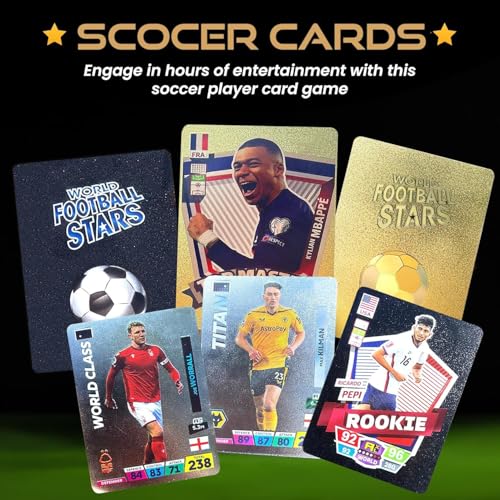 Multicolor Soccer Cards Set - 33 Unique Greatest Soccer Playing Cards - Pack of 3