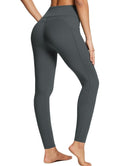 baleaf Leggings with Pockets for Women Tummy Control Workout High Waisted Athletic Ultra Soft 7/14 Gym Yoga Petite Ankle Pants Dark Gray L