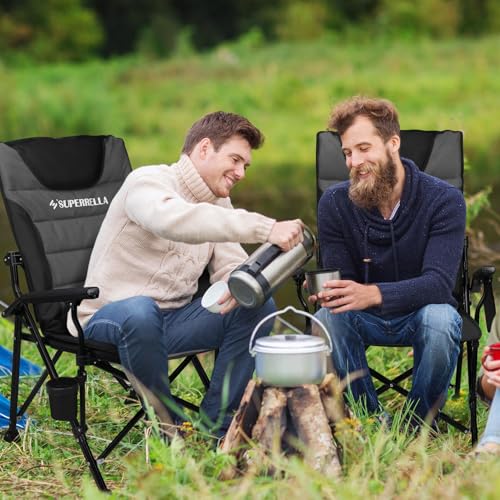Superrella Portable Camping Chair with Movable Backrest & Padded Seat