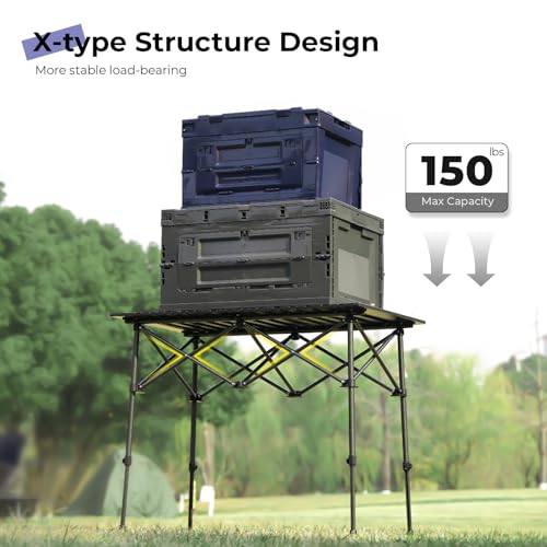 Byliable Black Folding Camping Table 36.8"L x 21.9"W Adjustable Height Lightweight