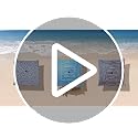 Dark Blue Stripes Beach Tent 6.5x6.5 ft Canopy Sun Shelter with Side Wall