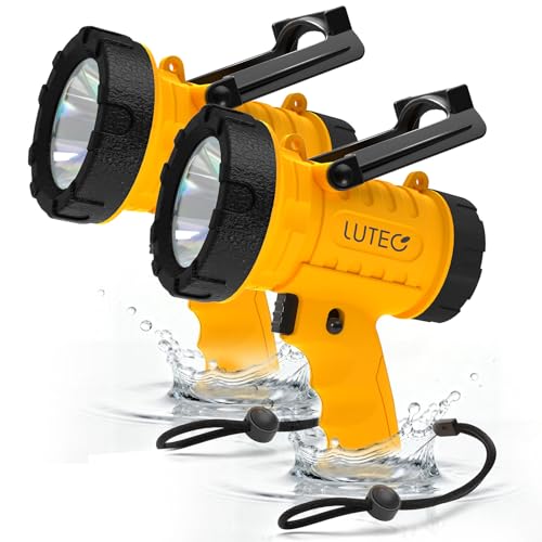 LUTEC 2 Pack Rechargeable 1,000,000LM Waterproof Spotlight with Red Filter, Foldable Stand & 4 Modes (Orange)