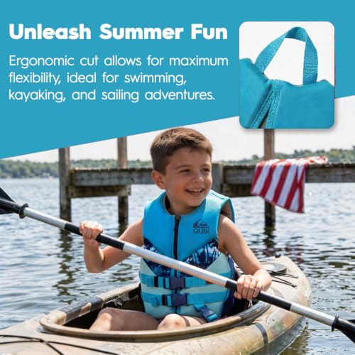 Kids Blue Life Jacket for 33-55 lbs - USCG & Transport Canada Approved, Safety Strap, UV Resistant, Toddler Boating Vest