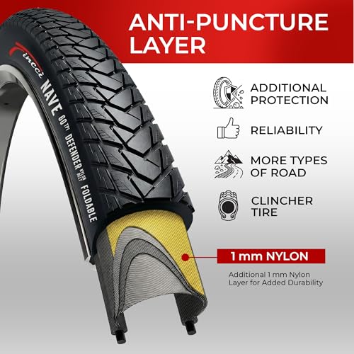 Fincci 700x35c Foldable City Bike Tires & Tubes Black - Schrader/Presta