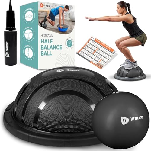 Lifepro Horizon Half Balance Ball Trainer Black - 440 lb Capacity Stability Exercise Equipment