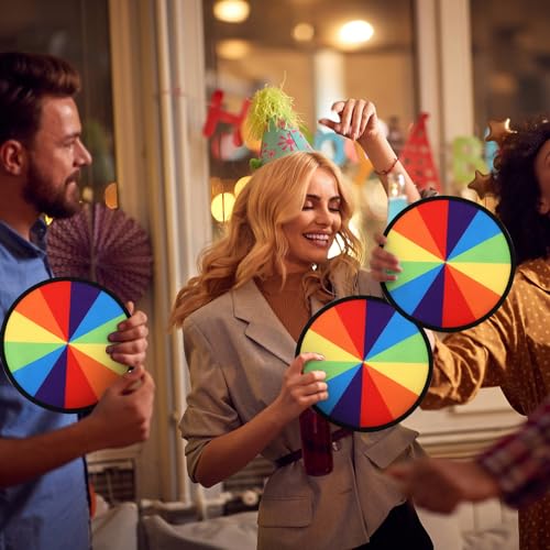Rainbow Color Foldable Flying Disc Handheld Fan with Bag - 24 Pack