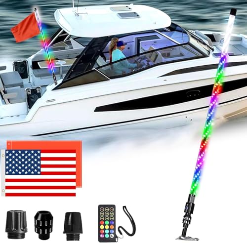 AddSafety 3FT Multi-Color LED Boat Navigation Lights with Remote - Waterproof Marine Safety Lighting