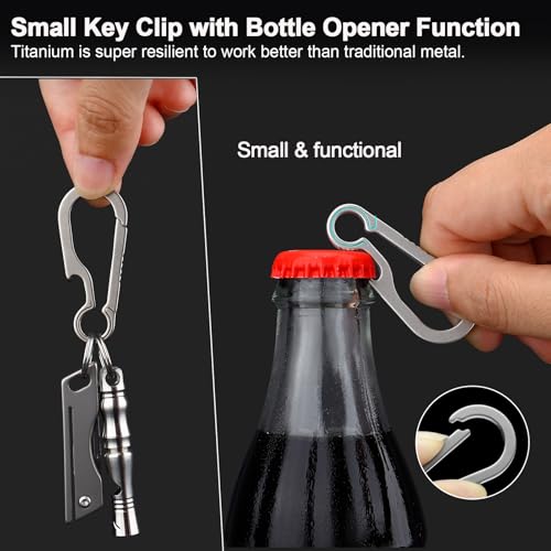Small Titanium Carabiner Keychain Clip - Silver, 2 Inch Heavy Duty Keyring