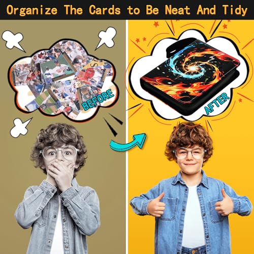 4 Pocket Card Binder for Trading Cards with 50 Removable Sleeves - Fits 400 Cards, Portable Zipper Album for Boys & Girls (4 Pocket)
