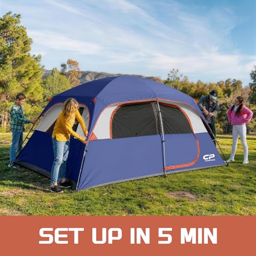 Blue CAMPROS CP 6-Person Waterproof Family Camping Tent - Spacious & Durable