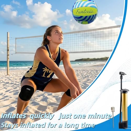 Size 5 Beach Volleyball with Pump - Soft Indoor Outdoor Training Ball
