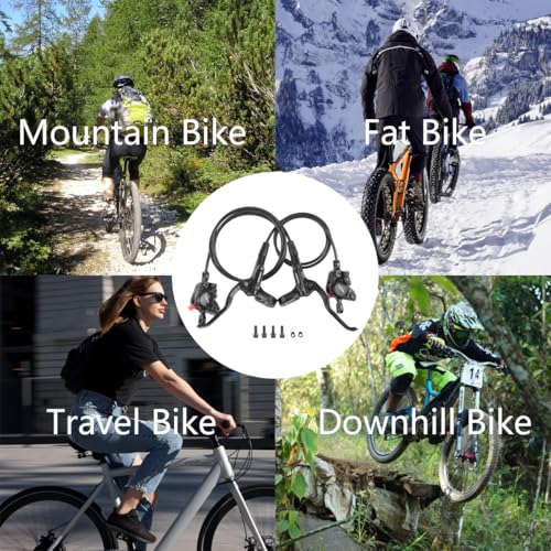 Hydraulic Disc Brake Set with RT26 180mm Rotors for Mountain Bikes - Black