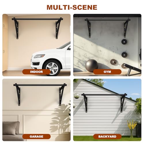Wall Mounted Pull Up Bar with Adjustable Depth & 500LBS Capacity for Home Gym