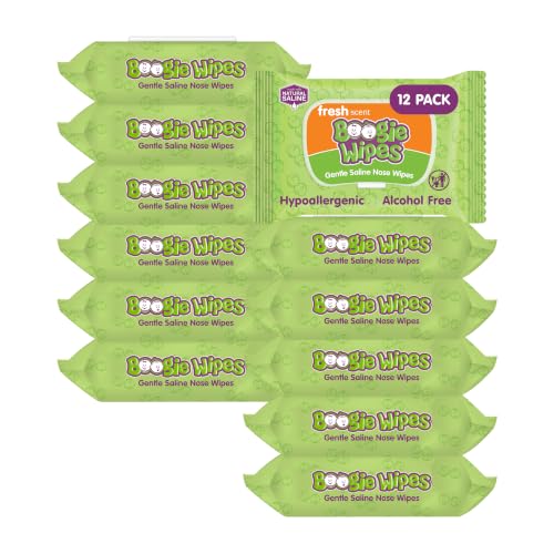 Boogie Gentle Saline Nose Wipes Fresh Scent - 30 Count Pack of 12