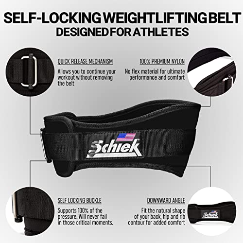 Schiek 2006 Nylon Weight Lifting Belt Black Medium - Heavy Support & Core Stability