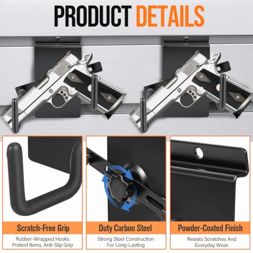 10 Pack Pistol Wall Mount Rack - Adjustable Display Holder for Firearms