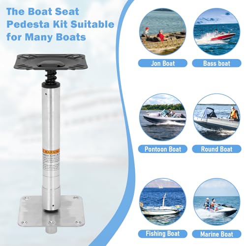 Boat Seat Pedestal Base Mount Kit with 7x7 Marine Plate and 3/4 Inch Rotating Post