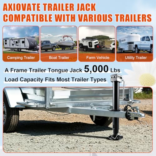 5000 lbs A-Frame Trailer Jack - 23 Inch Lift Drop Leg Heavy Duty with Manual & Cordless Drill Operation (Variation: 23 in 5000 lbs)