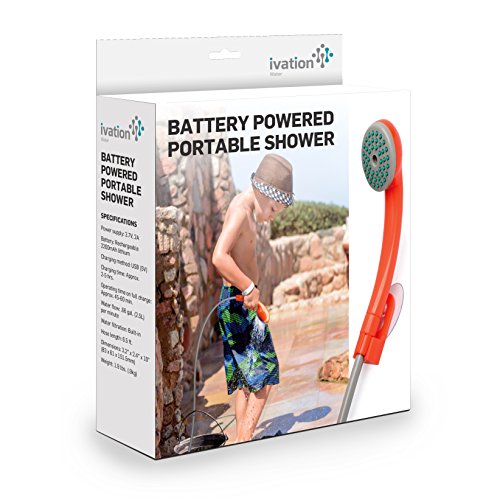 Ivation Portable Battery-Powered Outdoor Shower with Water Pump & Suction Cup