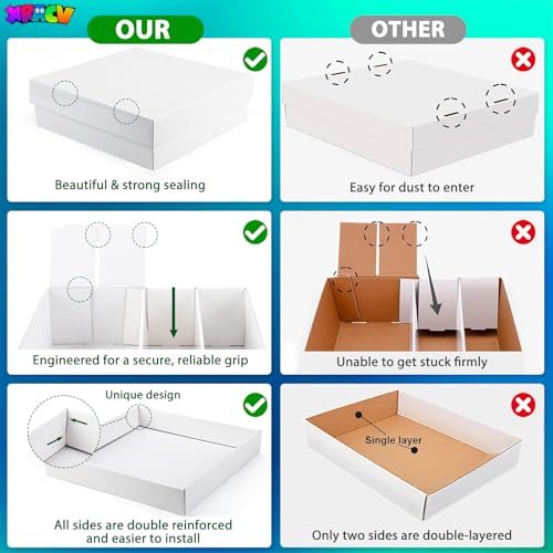 Trading Card Storage Box 4 Row 3600 Capacity with Divider White 3-Pack