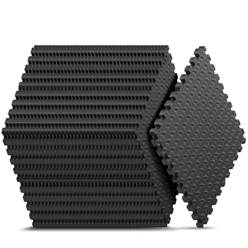Black Interlocking Foam Exercise Mats - 36 Pack, 144 sq ft Home Gym Flooring