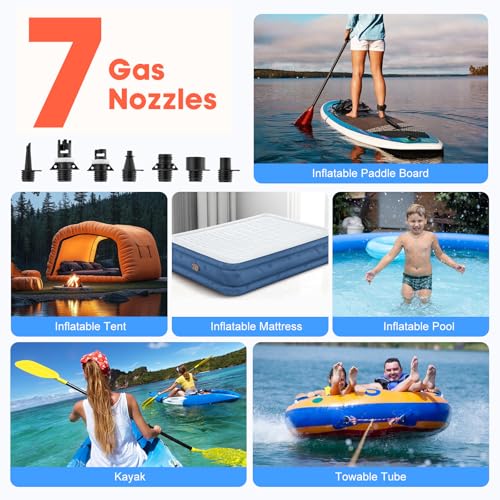 Electric Paddle Board Pump Rechargeable - Orange 20 PSI SUP Inflator & Deflator