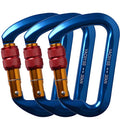 Ayamaya Climbing Carabiners - 3 Pack Screwgate Locking Carabiner 30KN (6744 lbs) Heavy Duty Gears for Rock Climbing, Rappelling, Swing Rescue & Gym, Large D-Shaped Carabiners