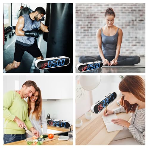 Dienmern Portable Gym Timer Clock with Strong Magnet - Workout Interval Timer with Countdown/UP/Stopwatch, 50Hours Powerful Battery Gym Clocks for Home Gym/Garage/Boxing/Fitness