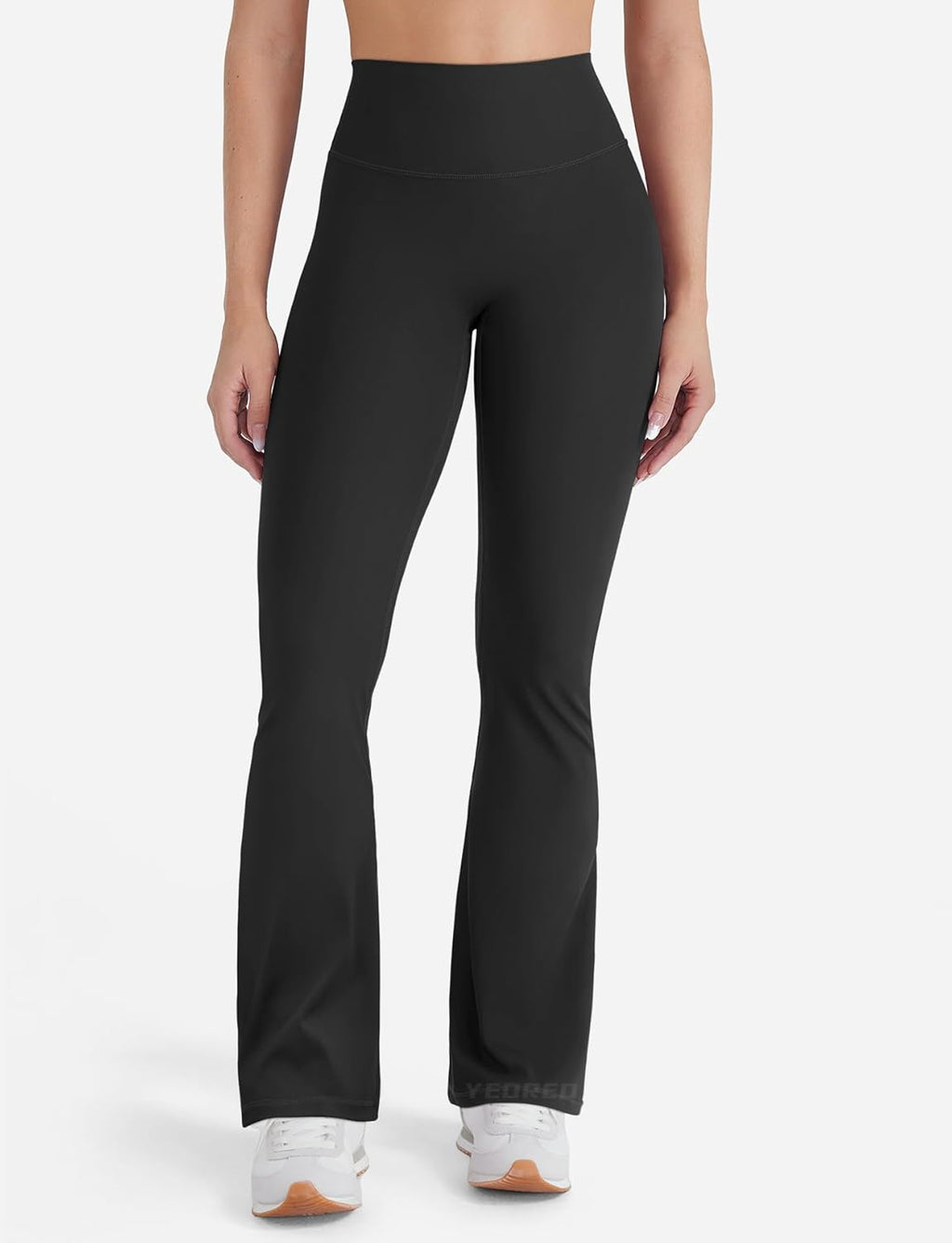 YEOREO Mini Flare Leggings - High Waisted, No Front Seam, Hidden Scrunch | Women's Workout Yoga Pants