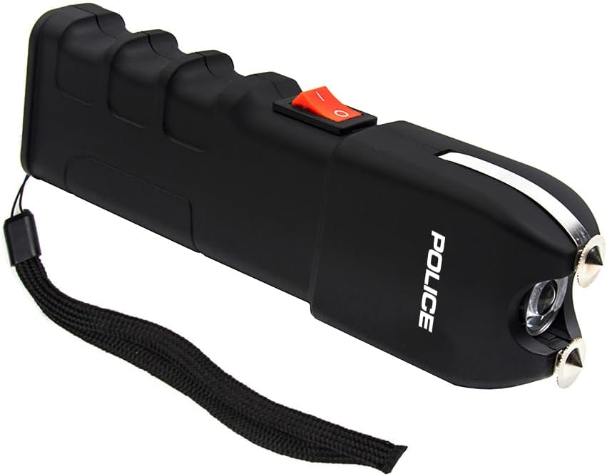 POLICE Stun Gun 928 - High Voltage Rechargeable Self Defense Tool with LED Flashlight - Compact & Heavy Duty - Black