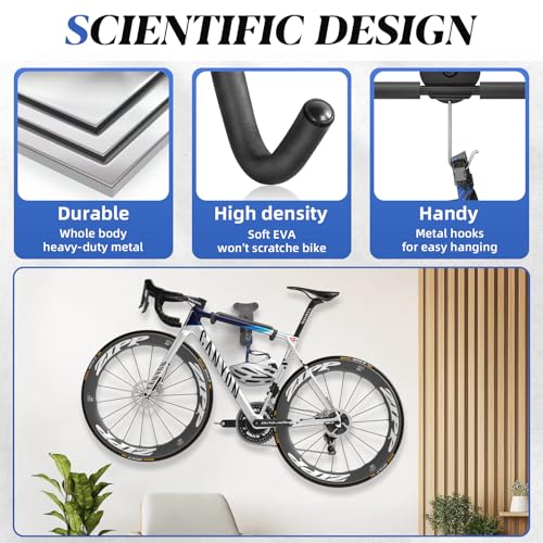Goovilla Bike Wall Mount Hanger for Mountain, Road & Hybrid Bikes - Black, 1 Pack