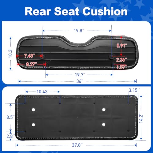 NOKINS Black Rear Seat Replacement Cushion for Golf Cart - Fits Club Car, EZGO, Yamaha