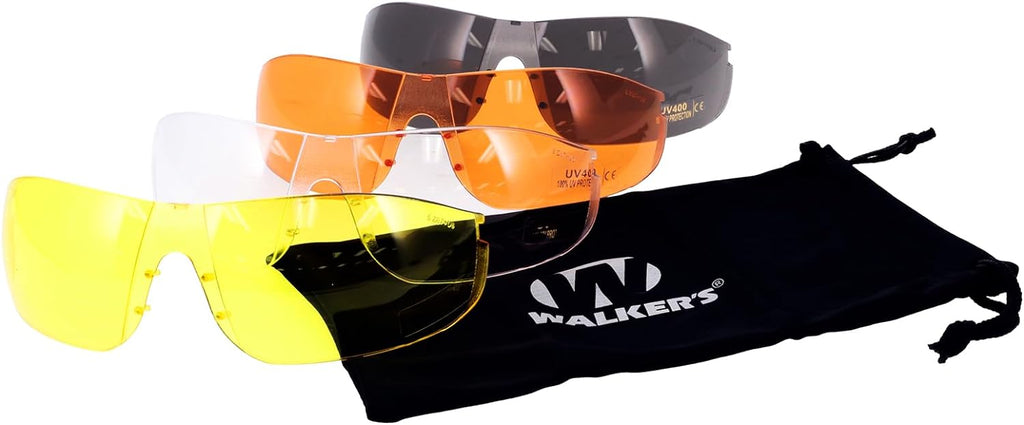 Walker’s Sport Glasses - Durable UV Protection with 4 Interchangeable Lenses | Lightweight Design