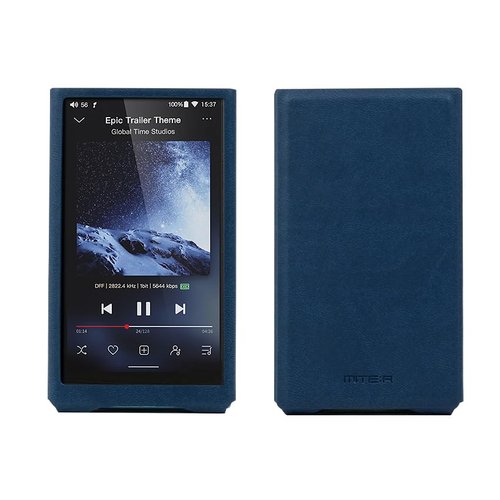 MITER Case for FiiO JM21, Handmade Artificial PU Leather Cover for fiio-jm21 (Navy Blue)