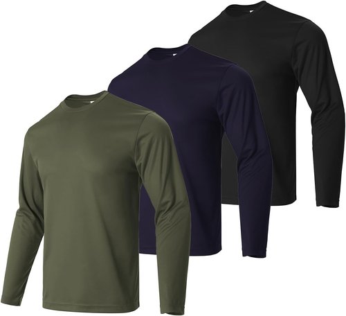 Facitisu Men's Long Sleeve Athletic T-Shirts - Quick Dry Workout Performance Tees | Activewear Pack