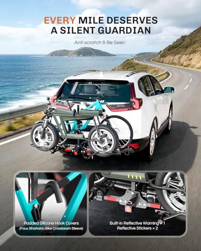 Heavy Duty Bike Rack for Car 2 Bike Hitch Mount Up to 5-Inch Fat Tires Folding