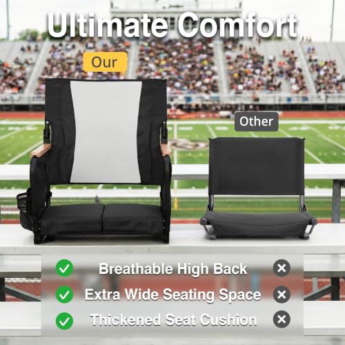 Behairity High Back Stadium Seat with Support & Cushion - Black